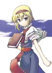  alice_margatroid blonde_hair book capelet hairband mochiki short_hair solo touhou white_capelet 