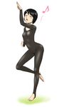  ballet black_hair dancing kouda_tomohiro leotard musical_note original short_hair simple_background tagme 