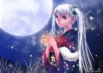  eika_(artist) fireflies hoshino_ruri japanese_clothes kidou_senkan_nadesico kimono moon solo twintails 