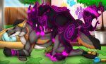  all_fours animal_genitalia animal_penis anthro anthro_on_feral anthro_penetrated bestiality black_body black_fur black_hair canid canine canine_genitalia canine_penis claws duo erection feral feral_penetrating feral_penetrating_anthro from_behind_position fur genitals green_eyes green_penis green_tongue grey_body grey_fur hair hi_res killthe_demon knot male male/male male_penetrated male_penetrating male_penetrating_male mammal markings open_mouth orange_body orange_fur outside pawpads penetration penis pink_claws pink_markings pink_pawpads pink_tongue sex short_hair side_view tongue tongue_out white_eyes yellow_pawpads 