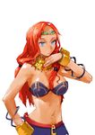  artist_request blue_eyes bracelet breasts cleavage collar crown hat jewelry large_breasts red_hair shauna_(soul_cradle) solo soul_cradle 