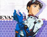  blue_eyes brown_hair ikari_shinji jpeg_artifacts neon_genesis_evangelion plugsuit 