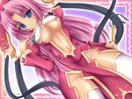  bad_id bad_pixiv_id blue_eyes blush breasts hat koihime_musou large_breasts legs long_hair mikan_(5555) navel pink_hair revealing_clothes solo sonken thighhighs thighs underboob very_long_hair white_legwear 