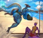 activision anthro beach big_breasts big_butt bikini bodily_fluids breasts butt clothed clothing dragon duo female hi_res huge_breasts male mrxrayfire multicolored_body mythological_creature mythological_scalie mythology nightshade_(dragonofdarkness1992) scalie spyro spyro_the_dragon sweat swimwear two-piece_swimsuit