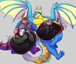2022 4_fingers 4_toes 5_fingers 5_toes ambiguous_gender ambiguous_prey anthro beard belly belly_gem belly_hair big_belly body_hair bovid canid canine canis caprine coyote donny_(blakethewolf) dragon duo ear_piercing eyewear facial_hair feet fingers fluffy fluffy_tail gem glasses goat horn humanoid imprint inside_stomach male male/male male_pred mammal multiple_prey mythological_creature mythological_scalie mythology piercing purple_body raknar same_size_vore scalie squirming tail toes vore watermark wildside wings