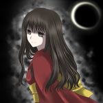  brown_eyes brown_hair eclipse fatal_frame fatal_frame_4 haibara_sakuya japanese_clothes kimono long_hair neon_ui solar_eclipse solo 