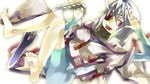  ahoge bad_id bad_pixiv_id blazblue braid eyepatch fujino_sato highres long_hair nu-13 red_eyes silver_hair solo 