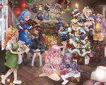  6+girls abigail_dovely absurdres ahoge anchor_ornament angel_wings asymmetrical_legwear bare_shoulders barefoot belt black_dress black_hat black_shorts black_socks black_thighhighs blonde_hair blue_dress blue_eyes blue_hair blue_overalls blush_stickers bow braid breasts candy candy_cane capelet christmas christmas_lights christmas_ornaments christmas_tree closed_eyes cookie couch cross dress drill_hair fake_horns fake_wings fallenshadow fallenshadow_(2nd_costume) fireplace flat_chest food frilled_capelet frilled_dress frilled_sleeves frills gift girutea gloves green_dress hair_ornament hair_over_one_eye half-closed_eyes half_gloves hat high_ponytail high_side_ponytail highleg highleg_panties highres holding holding_candy holding_candy_cane holding_food horns huge_ahoge indie_virtual_youtuber indoors inis_(vtuber) instrument kitanya_nyanta lamp large_breasts lifting_person long_hair low_twin_braids low_twintails mascot mismatched_legwear multicolored_hair multiple_girls music musical_note navel nina_saotome olivia_monroe on_floor open_clothes overalls panties pink_dress pink_eyes pink_hair purple_capelet purple_dress purple_hair red_eyes red_hair red_streaks santa_hat second-party_source sharp_teeth shorts signature singing sitting sleeves_past_fingers sleeves_past_wrists socks soyapoya_(vtuber) standing star_(symbol) streaked_hair tank_top teeth thighhighs twin_braids twintails underboob underwear upper_teeth_only violin virtual_youtuber vividly_vivi wariza white_socks white_streaks white_tank_top wings wooden_floor x_hair_ornament yellow_eyes yellow_overalls 