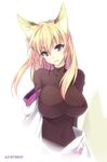  animal_ears blonde_hair blue_eyes breasts cat_ears large_breasts navel original solo tight won_(az_hybrid) 