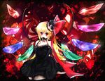  alternate_wings bad_id bad_pixiv_id black_dress blonde_hair choker dress elbow_gloves flandre_scarlet gloves mouth_hold off_shoulder red_eyes solo strap_slip tomcho touhou wings 