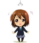  brown_eyes brown_hair chibi crane_game heart heart_in_mouth hirasawa_yui k-on! kaiga pantyhose school_uniform short_hair solo 