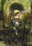  bad_id bad_pixiv_id blonde_hair brain child head_tilt highres machine male_focus monocle pixiv_steampunk skull smoke solo steampunk yuuki_youichi 