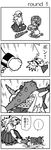  2girls 4koma bad_id bad_pixiv_id club comic eyebrows faceless greyscale horn hoshiguma_yuugi ibuki_suika kanabou monochrome multiple_girls no_eyes no_mouth oni rock_paper_scissors rodney touhou translated weapon 