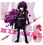  belt belt_pouch black_eyes blood blood_on_face bloody_clothes bob_cut boots double-blade engrish gloves gun handgun hit-girl k@de kick-ass mask pistol plaid plaid_skirt pouch purple_hair ranguage short_hair skirt smirk solo suppressor weapon 