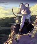  animal_ears basket dowsing_rod grey_hair highres landscape mouse mouse_ears mouse_tail nazrin parody red_eyes scenery shope short_hair solo style_parody tail touhou 