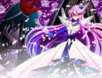  blue_eyes bow choker cure_moonlight dark_precure dress elbow_gloves flower gloves green_hair hair_flower hair_ornament heart heartcatch_precure! long_hair magical_girl multiple_girls narumi_yuzurai petals precure purple_hair rose short_hair tsukikage_yuri wand wrist_cuffs 