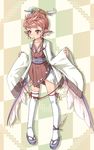  alternate_hairstyle animal_ears clog_sandals hair_ornament japanese_clothes kanzashi kimono marujin mystia_lorelei pink_eyes pink_hair purple_eyes short_hair solo thighhighs touhou white_legwear wings 