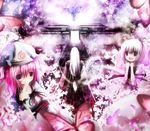  2girls bad_id bad_pixiv_id blush bow bug butterfly from_behind hair_bow insect konpaku_youki konpaku_youki_(ghost) konpaku_youmu konpaku_youmu_(ghost) missile228 multiple_girls pink_hair saigyouji_yuyuko touhou white_hair 