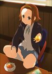  bow brown_eyes brown_hair chair cup hairband k-on! mizuki_makoto sitting solo tainaka_ritsu tea 