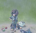 child code_geass food lelouch_lamperouge lowres mecco rain shota umbrella young younger 