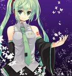  bad_id bad_pixiv_id banned_artist bug butterfly detached_sleeves green_eyes green_hair hatsune_miku headphones headset insect long_hair necktie smile solo tsukiriran twintails vocaloid 