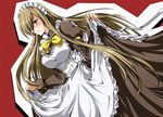  alternate_costume blue_eyes blush bow brown_hair highres long_hair maid shangorilla solo tales_of_(series) tales_of_the_abyss tear_grants very_long_hair 
