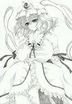  absurdres bad_id bad_pixiv_id breasts ghost graphite_(medium) hat highres huge_breasts japanese_clothes lilyvanilla saigyouji_yuyuko solo touhou traditional_media 