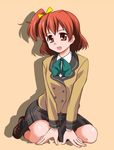  brown_hair cure_pine fresh_precure! fresh_pretty_cure! kumataka precure pretty_cure school_uniform short_hair sitting smile yamabuki_inori 