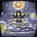  asymmetrical_clothes chibi map marukei_(kuramaruk) mismatched_footwear planet reiuji_utsuho solar_system solo star_(sky) touhou 