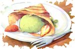  aki-t food fork fruit gen_3_pokemon gulpin lowres no_humans plate pokemon pokemon_(creature) strawberry 