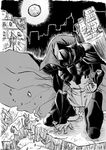  armor bodysuit cape city destruction gloves greyscale lowres manly mask monochrome muscle nico_(hero300) nightmare_of_nunnally rubble solo zero_(code_geass) 