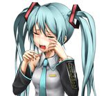  aqua_hair bad_id bad_pixiv_id crying detached_sleeves hatsune_miku long_hair maazyu necktie open_mouth solo tears twintails vocaloid 