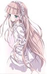  blonde_hair frills gosick gothic_lolita hairband ink_(artist) lolita_fashion long_hair looking_away solo standing very_long_hair victorica_de_blois white white_background 