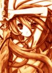  absurdres bad_id bad_pixiv_id godees highres long_hair monochrome nude shakugan_no_shana shana solo sword traditional_media very_long_hair weapon 