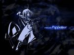  ahoge akakage_red alice_margatroid blue highres monochrome short_hair solo touhou wallpaper 