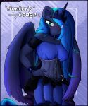  absurd_res alternate_version_at_paywall anthro bodily_fluids bottomwear clothing corset crown dress embarrassed equid equine female fluffy friendship_is_magic front_view glowing glowing_eyes glowing_hair hair hasbro headgear hi_res horn horse killerqueen1911 lingerie looking_at_viewer mammal my_little_pony mythological_creature mythological_equine mythology pony princess_luna_(mlp) shocked skirt solo spots standing sweat tiara topwear winged_unicorn wings 