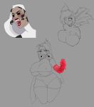 amphibian angel axolotl big_breasts breasts dessert fangs food gelatin hazbin_hotel hi_res invalid_tag jell-o marine mole_salamander nsfw nun original_character salamander sketch teeth vampire