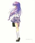  back bag bookbag highres iriya_kana iriya_no_sora_ufo_no_natsu komatsu_eiji long_hair looking_back low-tied_long_hair school_uniform socks 