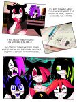 absurd_res anthro blonde_hair bodily_fluids comic daydream drooling ear_piercing felid female female/female girl_a girl_b girl_q green_eyes green_hair group guy_e guy_s hair hi_res jae_(alien_lich_lord) kissing male mammal piercing ponporio purple_eyes purple_hair red_eyes saliva school teeth the_disappearance_of_girl_a