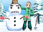  blonde_hair game_cg gloves hat jacket patricia_(princess_maker_4) princess_maker princess_maker_4 snowman solo tenhiro_naoto winter 