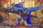 balls black_claws blep blue_membrane butt claws detailed_background dragon erection feral forest forest_background genitals grass green_eyes hi_res hollyvardia knot looking_at_viewer male membrane_(anatomy) membranous_wings mythological_creature mythological_scalie mythology nature nature_background penis pink_knot pink_penis pink_tongue plant purple_membrane rock scales scalie solo tapering_penis tongue tongue_out tree ventral_scales wings