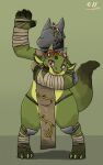 4_fingers anthro breasts cuddlebutt detachable detachable_head digitigrade female female/female fingers green_body hi_res holding_own_head horn kobold non-mammal_breasts scalie solo
