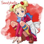  80s apron blonde_hair blue_eyes blush boots hair_bobbles hair_ornament haruyama_kazunori hello!_sandybell kneehighs lowres oldschool panties pantyshot pantyshot_(squatting) sandybell_christie short_hair short_twintails smile solo squatting twintails underwear white_panties 