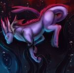 ambiguous_gender black_claws claws dragon eeveelution feral fur generation_1_pokemon grey_sclera hi_res hybrid looking_at_viewer mane mythological_creature mythological_scalie mythology nintendo pink_body pink_fur pink_mane pokemon pokemon_(species) purple_body purple_scales scales scalie sephrendemon solo tendrils tentacles underwater vaporeon water