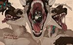 advertisement animal_humanoid anthro blue_eyes bodily_fluids bubble canid canid_humanoid canine canine_humanoid canis claws cmyk collarbone drawing_tablet drooling duo ear_markings eating fangs fox fox_humanoid fur gums hi_res hoffersanchez humanoid internal male male/male male_pred mammal mammal_humanoid mature_anthro mouth_shot open_mouth oral oral_penetration oral_vore pawpads paws penetration saliva side_view simple_background size_difference soft_vore teeth text textured_background tongue vintage vore wolf wolf_humanoid wool_(fur) x-ray_view