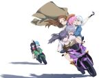  6+girls bang_dream! bang_dream!_it&#039;s_mygo!!!!! black_hair blue_eyes blue_hair breasts brown_hair chasing chihaya_anon chinese_commentary cleavage closed_eyes grey_hair heterochromia highres kaname_raana long_hair male_focus motor_vehicle motorcycle multiple_girls mygo!!!!!_(bang_dream!) nagasaki_soyo open_mouth pink_hair purple_eyes riding selfie selfie_stick shadow shiina_taki short_hair simple_background takamatsu_tomori togawa_sakiko user_hssa2843 v white_background yahata_umiri yellow_eyes 