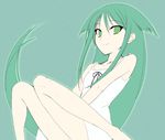  barefoot green_eyes green_hair kuropenguin long_hair saya saya_no_uta solo 