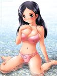  bikini black_hair breasts copyright_request green_eyes kantori large_breasts solo swimsuit 