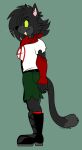 2020 5_fingers anarchat_(chivaren) anne_harris-jones anthro armwear beastofeuthanasia belt black_belt black_boots black_claws black_clothing black_eyebrows black_footwear black_hair black_nose black_tail boots bottomwear breasts claws closed_smile clothed clothed_anthro clothing dated digital_drawing_(artwork) digital_media_(artwork) domestic_cat elbow_gloves english_text eyebrows eyelashes felid feline felis female female_anthro finger_claws fingers flat_colors footwear full-length_portrait fully_clothed fully_clothed_anthro gloves green_background green_bottomwear green_clothing green_eyes green_shorts hair handwear hi_res inner_ear_fluff kerchief long_fangs long_tail mammal medium_hair mouth_closed neckerchief neckwear pink_inner_ear_fluff pockets portrait pupils red_armwear red_clothing red_elbow_gloves red_gloves red_handwear red_kerchief red_neckerchief shoes shorts side_view signature simple_background slit_pupils smile solo tail text torn_bottomwear torn_clothing torn_shorts tuft two_tone_tail whisker_spots whiskers