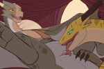 2d_animation 3:2 ahatas ambiguous_gender amputee animal_genitalia animated blind_eye bodily_fluids broken_horn burn_scar claws cloaca cloacal cloacalingus disability dragon duo elizabeth_(ahatas) fangs female female/ambiguous female_(lore) feral feral_on_feral fortune_(flamespitter) frame_by_frame genitals grey_body hi_res horn intraspecies looking_pleasured lying multicolored_body mythological_creature mythological_scalie mythology narrowed_eyes on_back open_mouth oral pillow saliva saliva_on_cloaca saliva_string scalie scar sex sharp_teeth spikes spots teal_eyes teeth tent tongue tongue_out two_tone_body wings yellow_body yellow_eyes